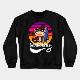 Surfer Monkey Santa Cruz California Retro Sun Crewneck Sweatshirt